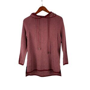 Womens Retreat Hooded Tunic Sweater Size L Cotton/Rayon Blend Burgundy